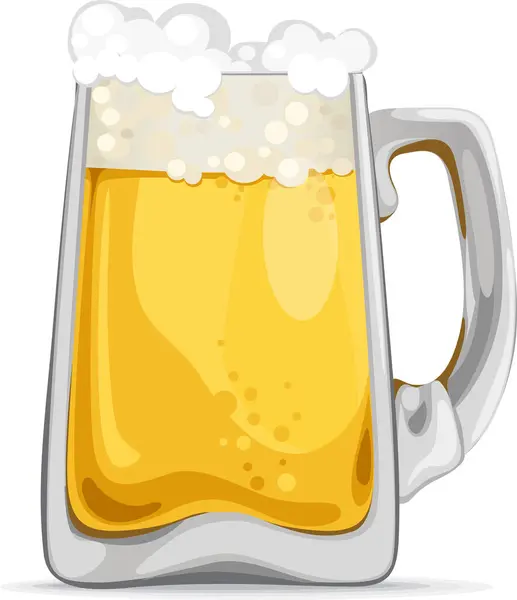 Glass Fresh Beer White Background — Stock Vector