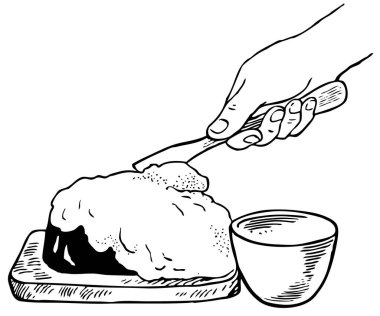 Yemek yapan bir adamın el çizimi.