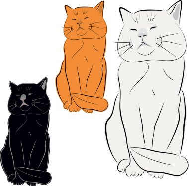 Şirin kediler. Çizgi film tarzı. vektör illüstrasyonu.