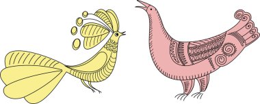 Horoz ve tavuğun vektör çizimi 