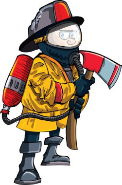 Elinde balta tutan itfaiyecinin vektör çizimi