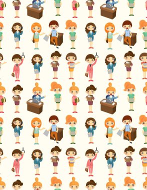 Tatlı çizgi film karakterleriyle kusursuz arkaplan deseni