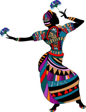 Beyaz arka planda dans eden Afrikalı dansçı