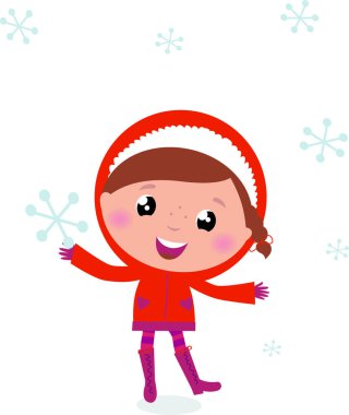 Kırmızı ceketli tatlı küçük kız..