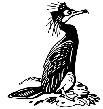 bir karikatür hayvanının siyah ve beyaz vektör çizimi