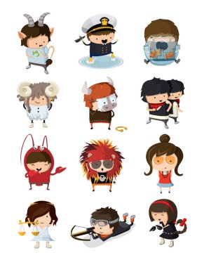 Çizgi film karakterlerinin resimleme seti