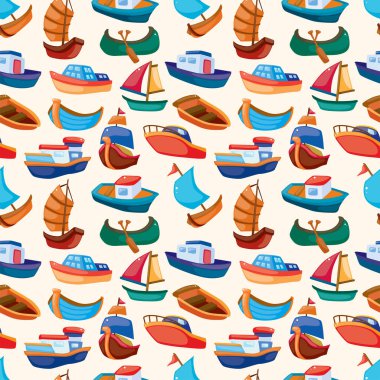 Gemiler ve deniz elementleriyle kusursuz desen