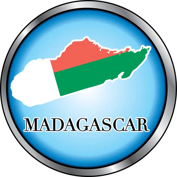 Madagascar Ronda Botón Vector Ilustración — Archivo Imágenes Vectoriales