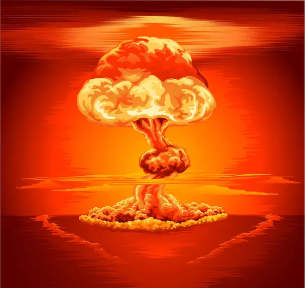 Explosión Cielo Explosión Nuclear — Vector de stock