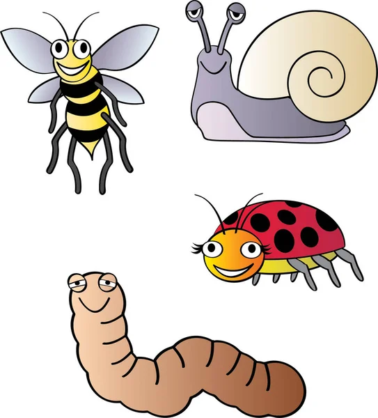 Illustration Verschiedener Insekten — Stockvektor