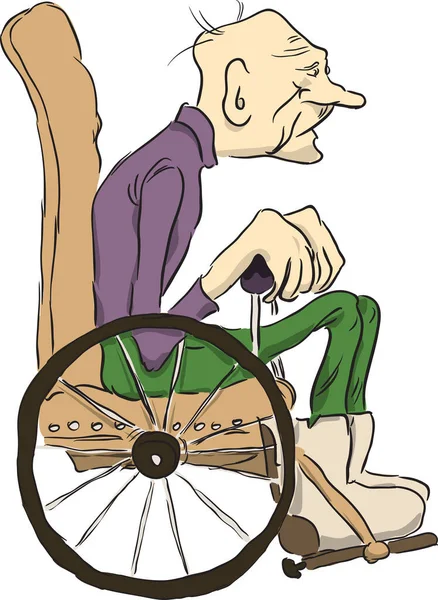 Old Man Wheelchair Vector — Stock Vector