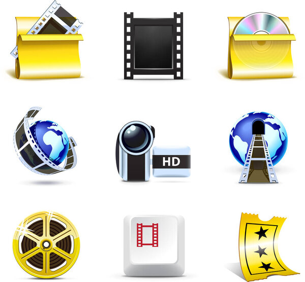 набор иконок фильма. векторная иллюстрация