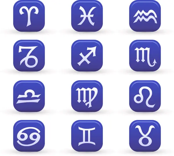 Zodiac Icons Set White Background — Stock Vector