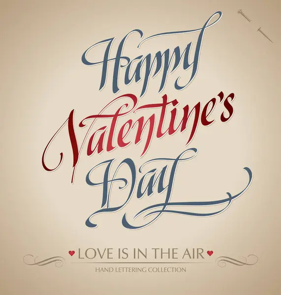 Happy Valentine Day Greeting Retro Card Heart — Stock Vector