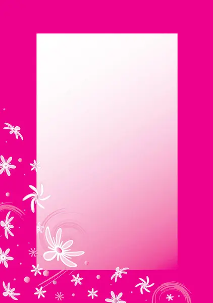 White Flowers Pink Background Frame — Stock Vector