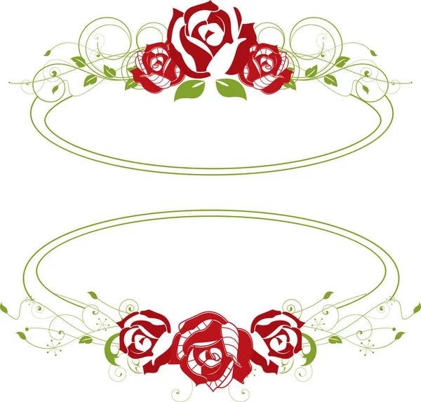 Red Roses Floral Frame — Stock Vector