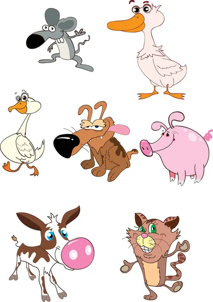 Set Cartoon Animals — Stock Vector