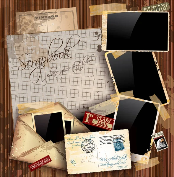 Ilustração Vetorial Envelopes Retro Cartões — Vetor de Stock