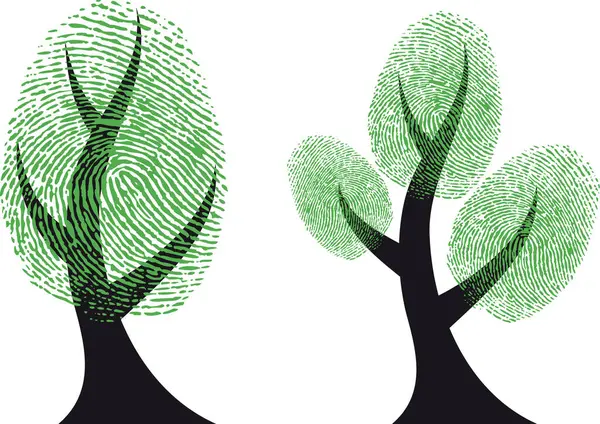 Abstract Trees Made Fingerprints White — Stock Vector