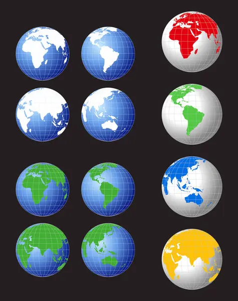世界の地球儀のセット — ストックベクタ