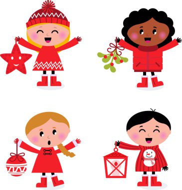 Beyaz arkaplandaki Noel çocuklarının resmi 