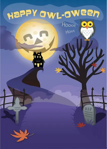 Diseño Feliz Tarjeta Felicitación Halloween Ilustración — Vector de stock