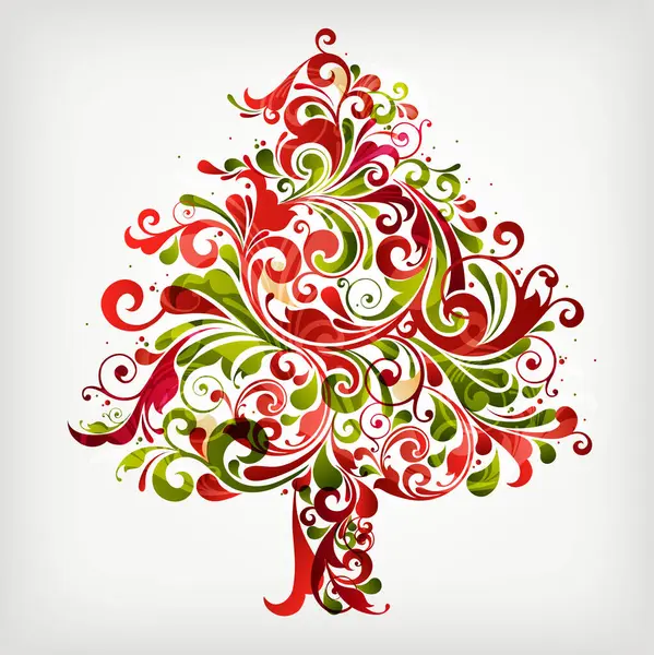 Christmas Tree Made Floral Design — Stock Vector