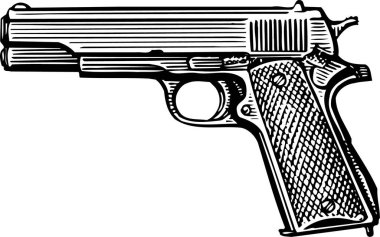 bir silahın siyah beyaz çizimi