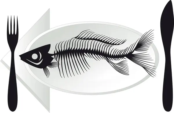 带餐具的病媒鱼 — 图库矢量图片
