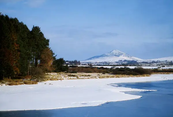 Snow Vartry Reservoir Sugar Loaf Mountain County Wicklow Irlanda Fotos De Bancos De Imagens