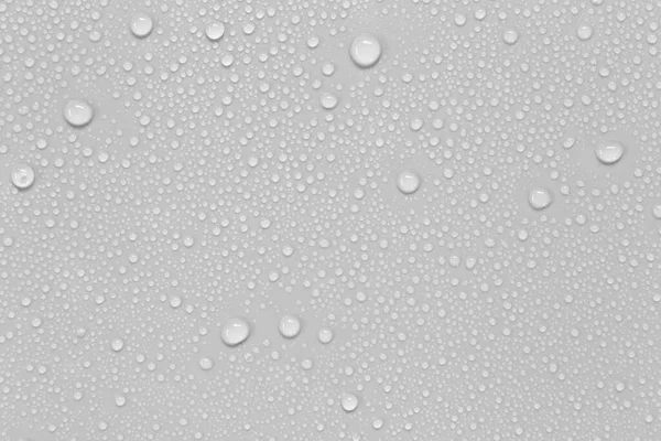 Waterdruppels Een Grijze Achtergrond — Stockfoto