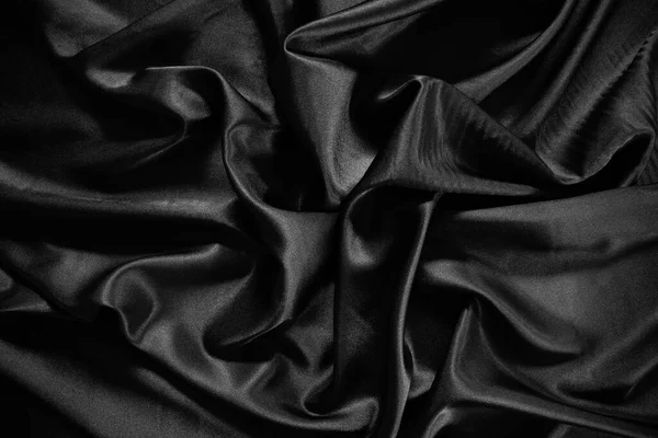 Fekete Selyem Szatén Textúra Háttér — Stock Fotó