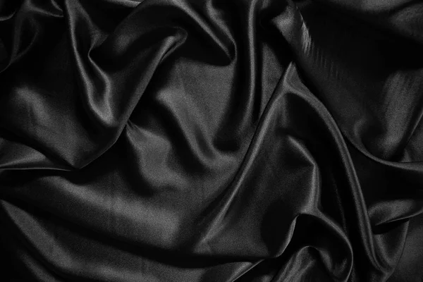 Μαύρο Μετάξι Σατέν Υφή Φόντο — Φωτογραφία Αρχείου