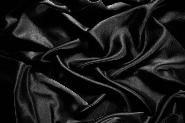Czarny Jedwab Satynowy Tekstury Tła — Zdjęcie stockowe