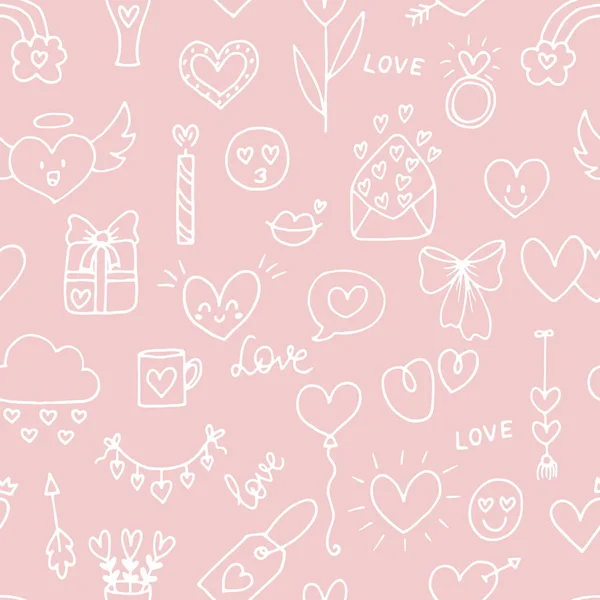 Fundo Amor Padrão Sem Costura Romântico Valentine Design Casamento Papel — Vetor de Stock
