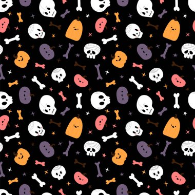 Cadılar Bayramı kusursuz. Çocuksu çizgi film tarzı. Vektör illüstrasyonu