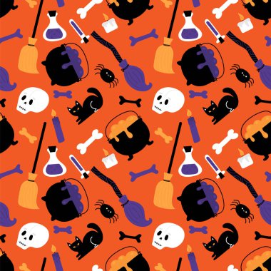 Cadılar Bayramı kusursuz. Çocuksu çizgi film tarzı. Vektör illüstrasyonu