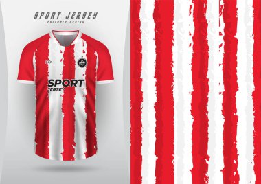 Spor forması forması için arka planda koşan Jersey yarış forması kırmızı beyaz çizgiler