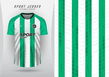 Spor forması için arka plan, futbol forması, koşu forması, yarış forması, yeşil beyaz şerit desen.