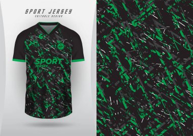 Spor forması, futbol forması, koşu forması, yarış forması, grunge deseni, siyah ve yeşil