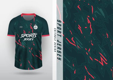 Jersey tasarımı, açık hava sporları, forma, futbol, futsal, koşu, yarış, egzersiz, koyu yeşil ve pembe desenli.