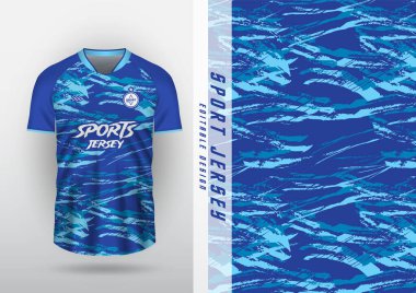 Jersey tasarımı, açık hava sporları, forma, futbol, futsal, koşu, yarış, egzersiz, mavi desen.