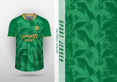 Jersey tasarımı açık hava sporları, forma, futbol, futsal, koşu, yarış, egzersiz, yaprak deseni, krem çizgili yeşil.