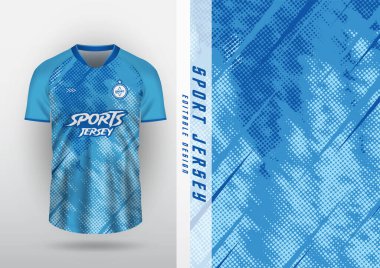 Jersey, açık hava spor tasarımı, forma, futbol, futsal, koşu, yarış, egzersiz, mavi yarım ton desen.