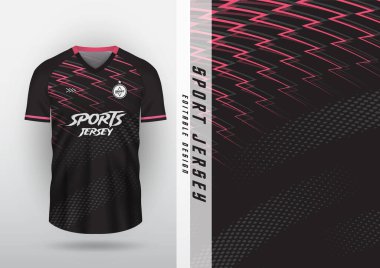Jersey tasarımı, forma, futbol, futsal, koşu, badminton, tenis, egzersiz, siyah ve pembe zikzak deseni.
