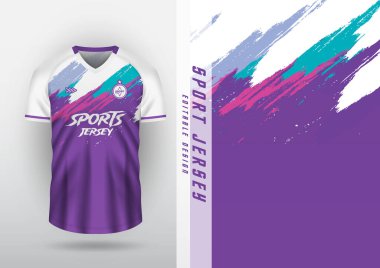 Jersey tasarımı, forma, futbol, futsal, koşu, badminton, tenis, egzersiz, fırça deseni, mor ve beyaz