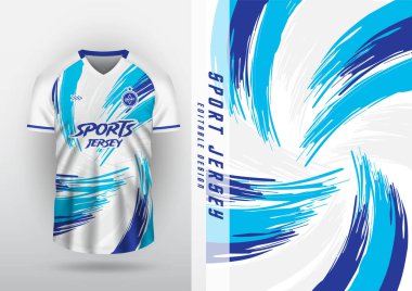 Jersey tasarımı, forma, futbol, futsal, koşu, badminton, tenis, egzersiz, dönen fırça deseni, mavi ve beyaz