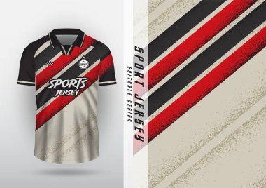 Jersey, açık hava spor tasarımı, forma, futbol, futsal, koşu, egzersiz, tahıl deseni, klasik şekil, kırmızı ve siyah krem..