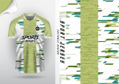 Jersey tasarımı, forma, futbol, futbol, futsal, koşu, badminton, tenis, egzersiz, rugby, yeşil ve beyaz çizgiler..