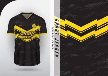 Jersey tasarımı, Jersey, Futbol, Futbol, Futsal, Koşu, Badminton, Tenis, Egzersiz, Ortadaki Zigzag deseni, Siyah, Sarı